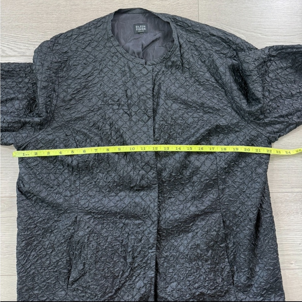 Eileen Fisher Black Textured Jacket Lagenlook Oversized Open Front - Picture 8 of 8
